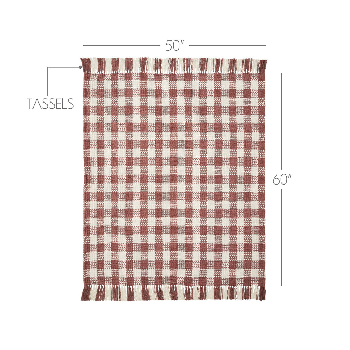 Dusty Rose Heritage Check Throw Blanket with Fringe 50x60