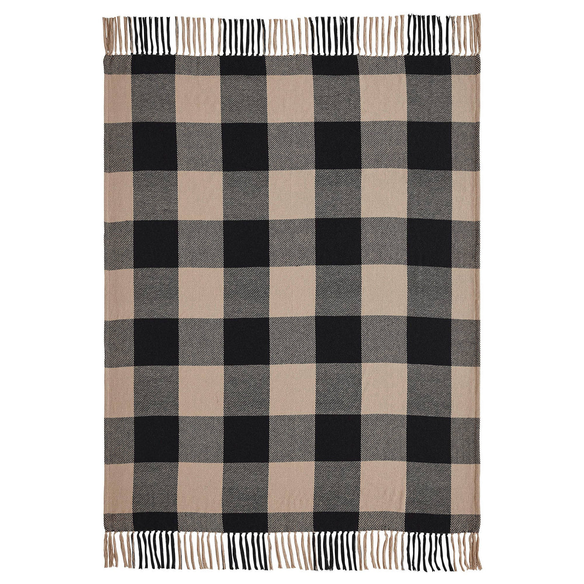 Black Tan Buffalo Check Woven Throw Blanket 50x60