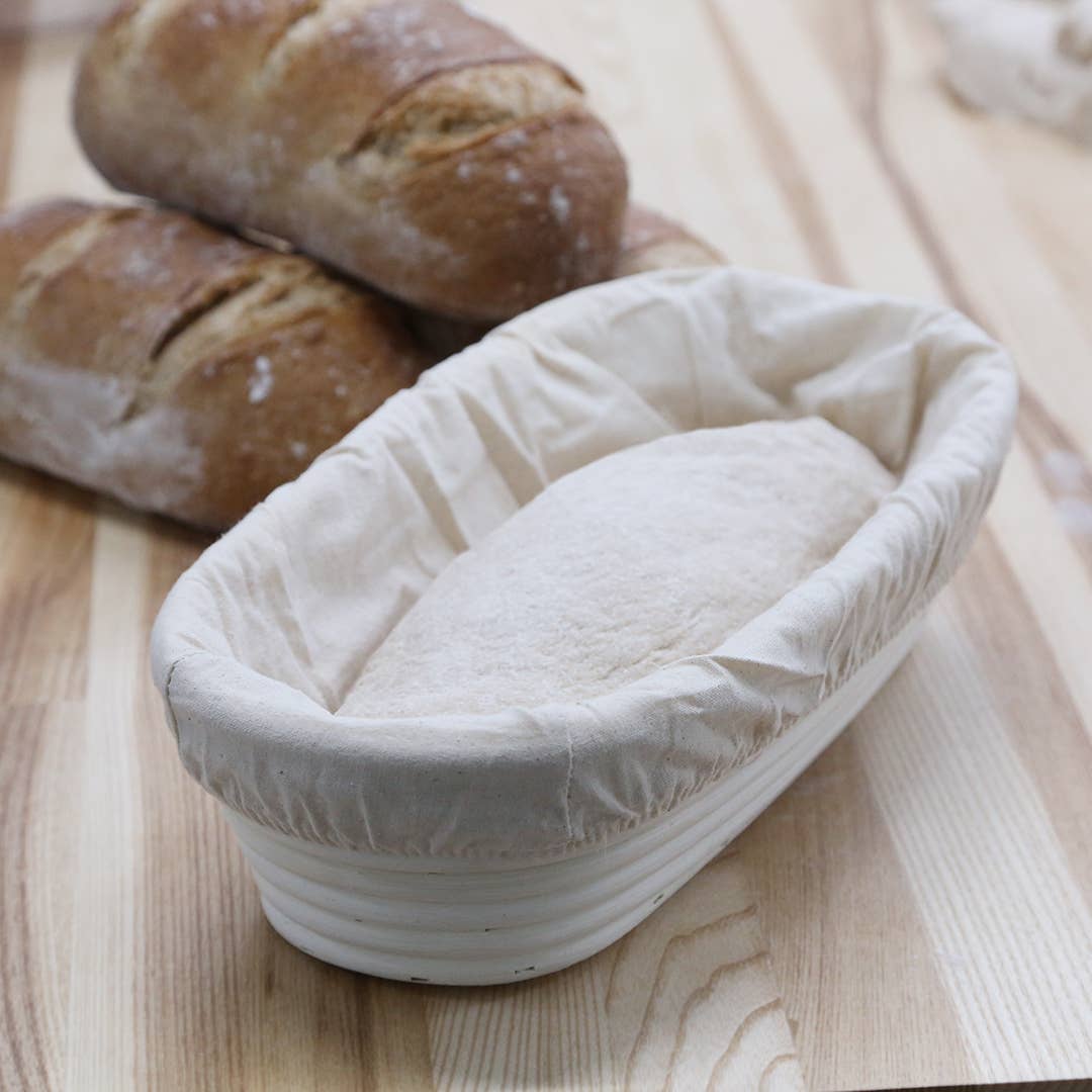 Oblong Rattan Bread Proofing Basket and Liner