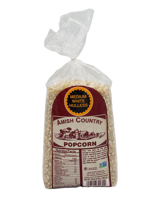 2lb Bag of Medium White Hulless Popcorn