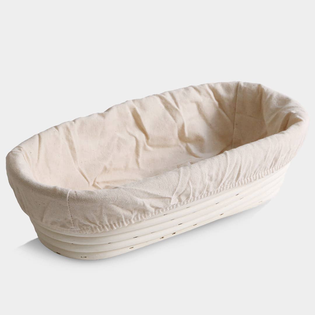 Oblong Rattan Bread Proofing Basket and Liner