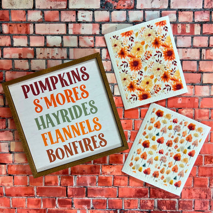 Fall Harvest Mums Swedish Dishcloths - Driftless Studios