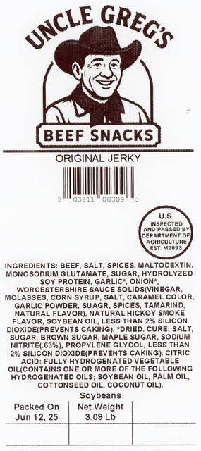 Uncle Greg's Original Shelf Stable Kippered Beef Jerky