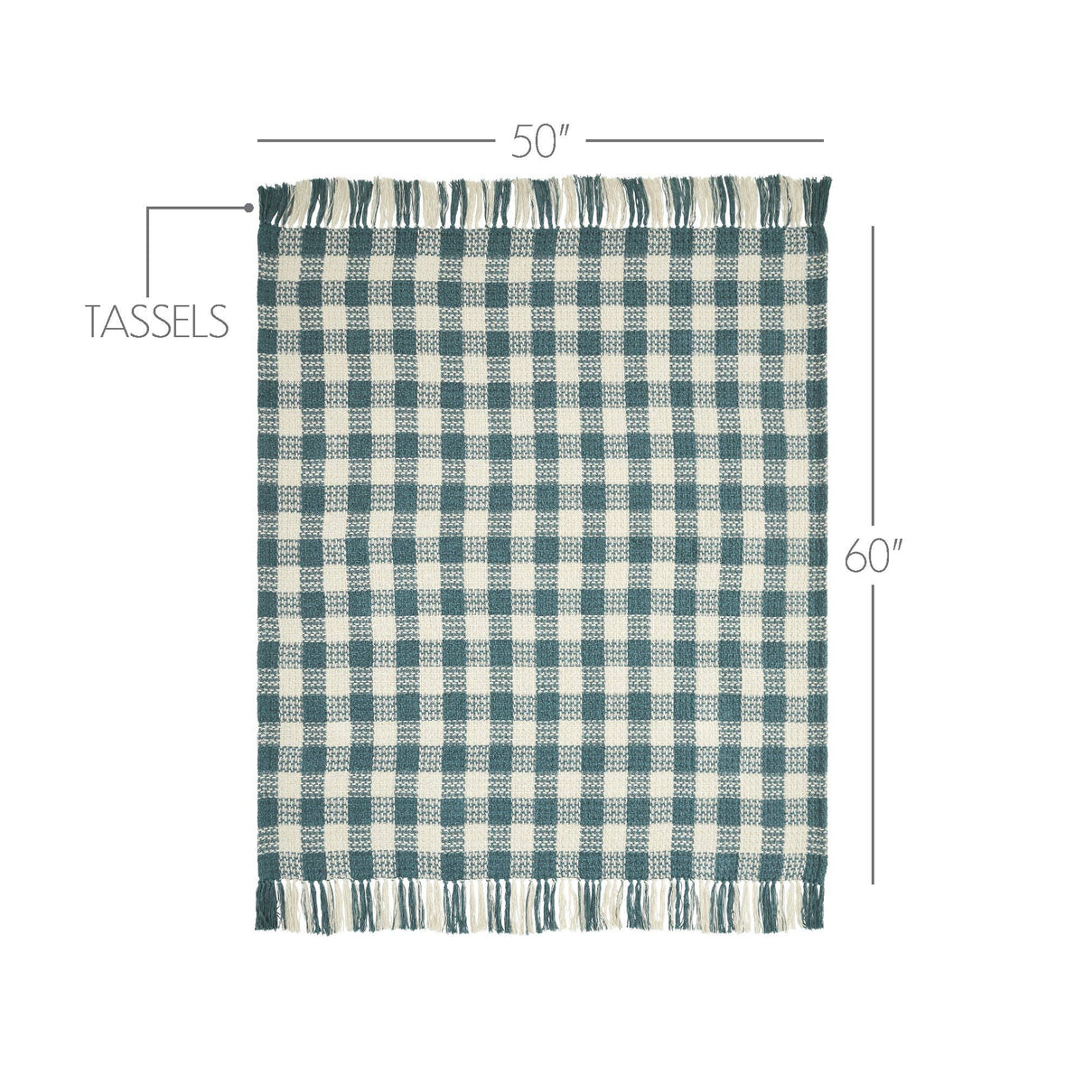 River Blue Heritage Check Throw Blanket with Fringe 50x60