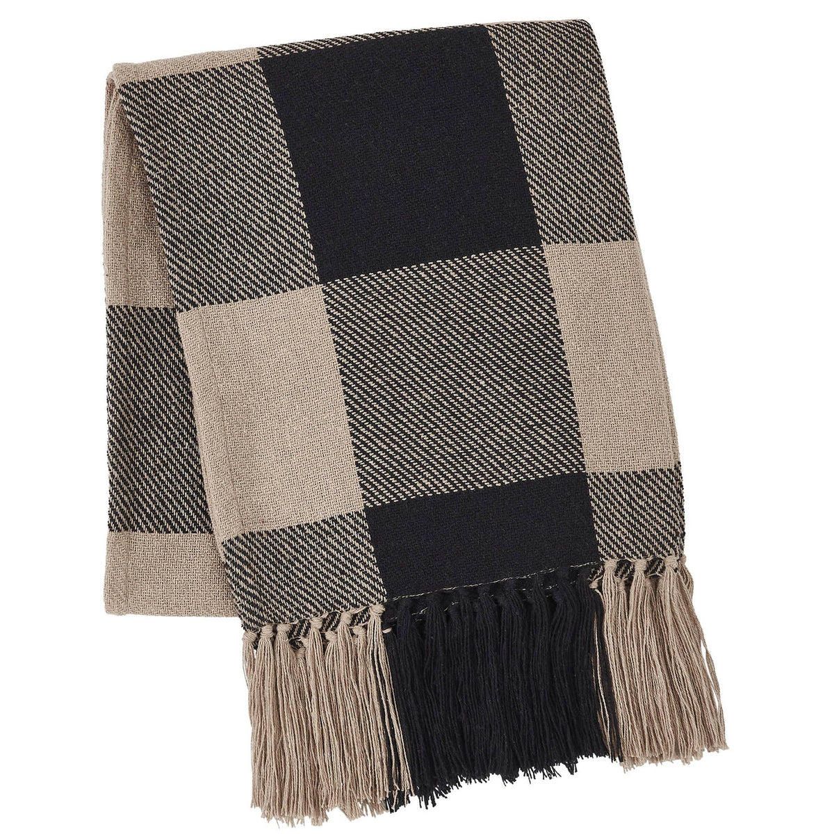 Black Tan Buffalo Check Woven Throw Blanket 50x60