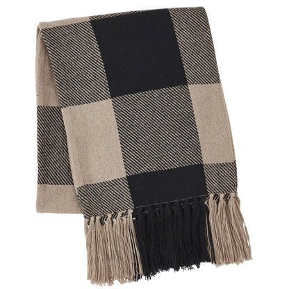 Black Tan Buffalo Check Woven Throw Blanket 50x60