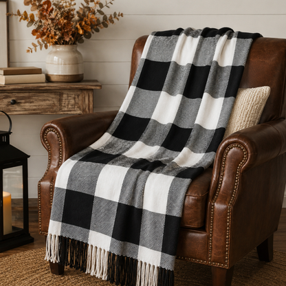 Black Buffalo Check Throw Blanket 50x60 Farmhouse