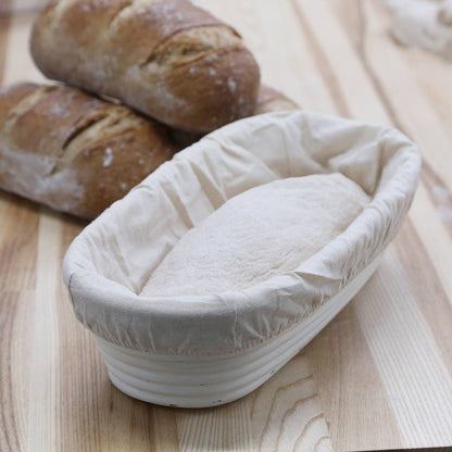 Oblong Rattan Bread Proofing Basket and Liner