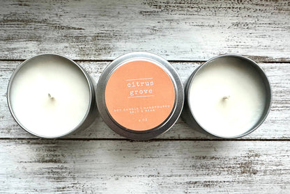 Soy Candle, 4 oz Travel Tin, Travel Candle