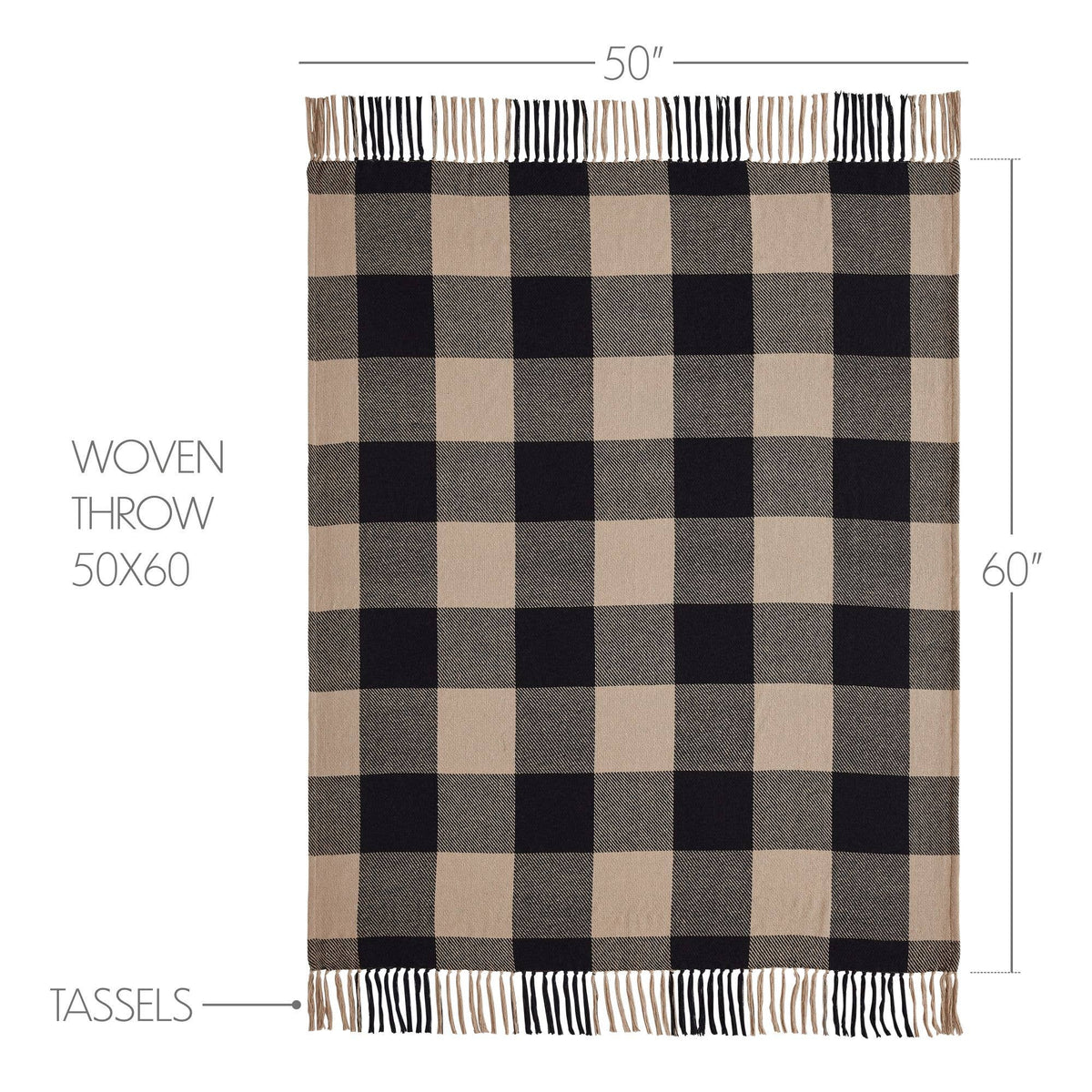 Black Tan Buffalo Check Woven Throw Blanket 50x60